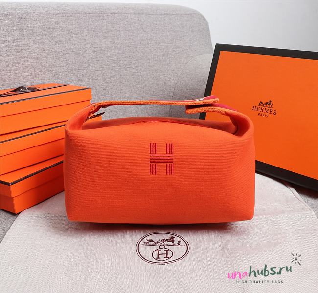 Hermes Canvas Bride A Brac PM Orange 21x17x12cm - Unahubs - 1