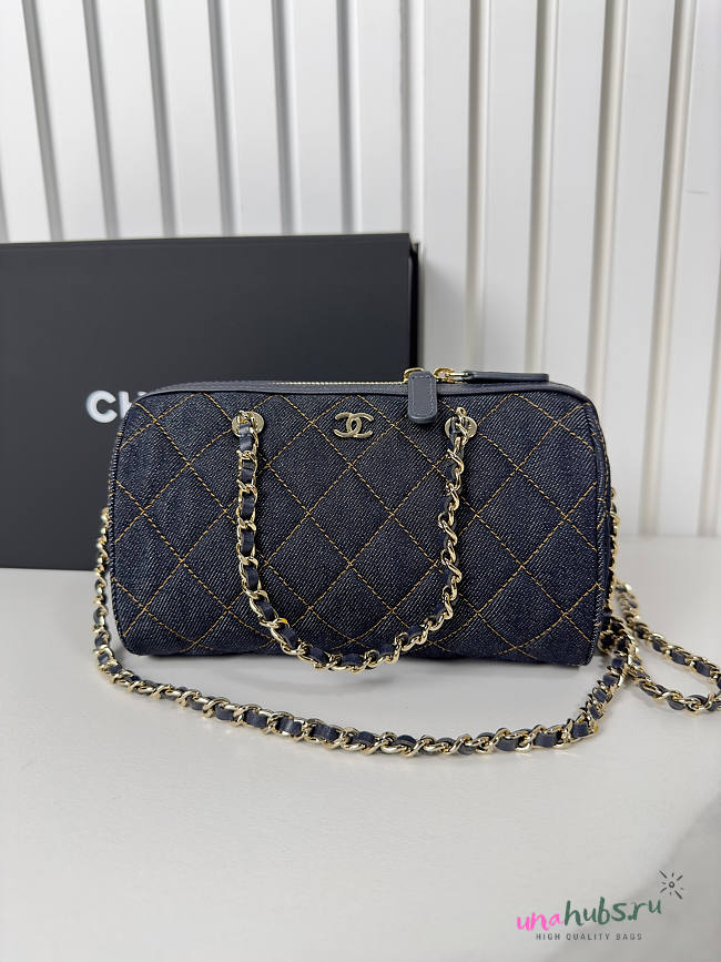 Chanel Bowling Bag Denim 18.5x11x11cm - Unahubs - 1