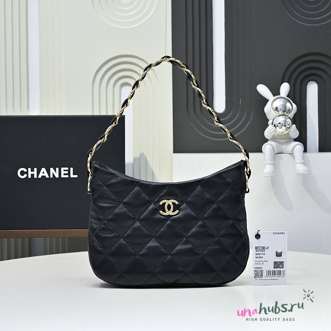 Chanel Hobo bag black Lambskin 23x17x5cm - Unahubs - 1