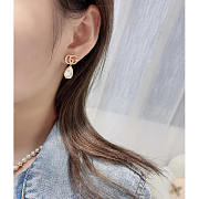 Gucci Gg Marmont Crystal Drop Earrings Gold - Unahubs - 3