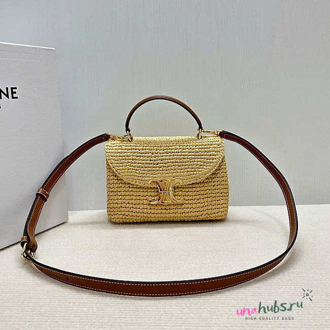 CELINE TEEN NINO BAG IN RAFFIA AND CALFSKIN - 20.5 X 13 X 8cm - 1
