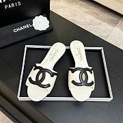 Chanel White Slides - 1