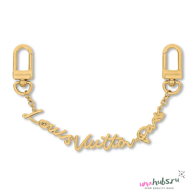 Louis Vuitton Script Chain Bag Charm In Gold-Toned Metal - Unahubs - 1