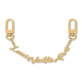 Louis Vuitton Script Chain Bag Charm In Gold-Toned Metal - Unahubs