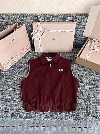 Miu Miu Sleeveless Cotton Jacket in Red - Unahubs