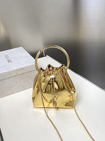 Jimmy Choo Metallic Patent Bon Bon Bag Gold 16x16x9cm - Unahubs