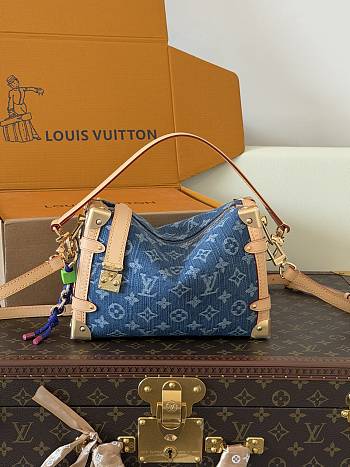 Louis Vuitton Side Trunk MM Blue Denim 23x16x8cm - Unahubs