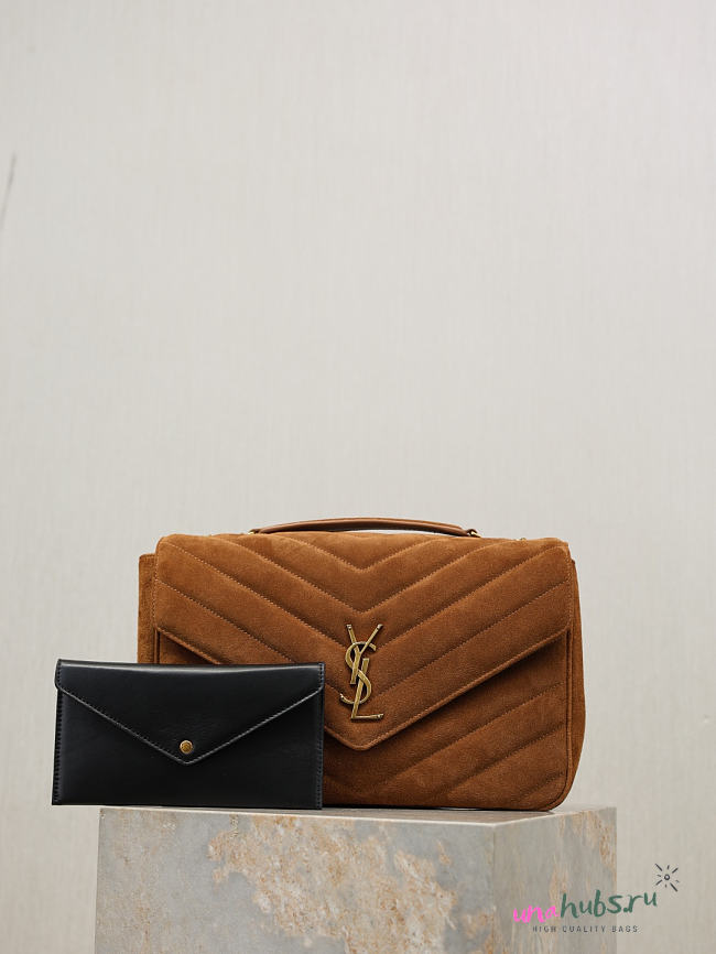 YSL Loulou Bag Suede Dark Brown 32x22x10cm - 1