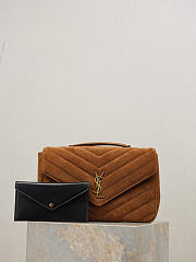 YSL Loulou Bag Suede Dark Brown 32x22x10cm - 1