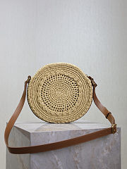 YSL Round Raffia Crossbody Bag 21x21x4cm - Unahubs - 4