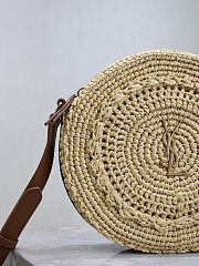 YSL Round Raffia Crossbody Bag 21x21x4cm - Unahubs - 2