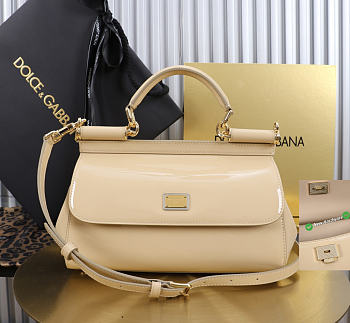 Dolce & Gabbana Sicily Bag Patent Beige 25x17x9cm