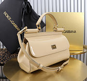 Dolce & Gabbana Sicily Bag Patent Beige 25x17x9cm - 2