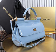 Dolce & Gabbana Sicily Bag Patent Blue 25x17x9cm - Unahubs - 3