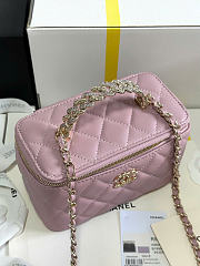 Chanel Vanity Case Top Handle Pink Lambskin 18cm - Unahubs - 3