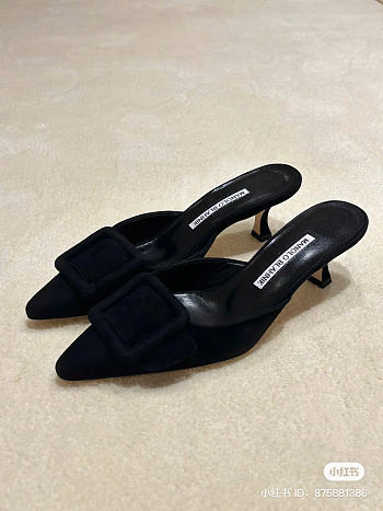Manolo Blahnik Maysale 50 black suede mule