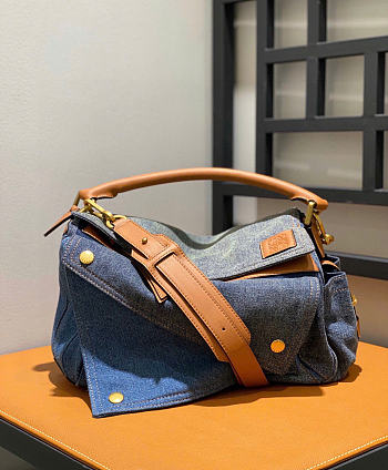 Loewe Puzzle Blue Denim Bag 29x12x19cm