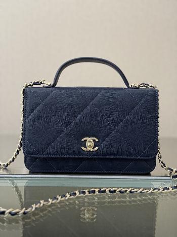 Chanel Handle Navy Blue Woc Caviar 19.5x12x3.5cm - Unahubs
