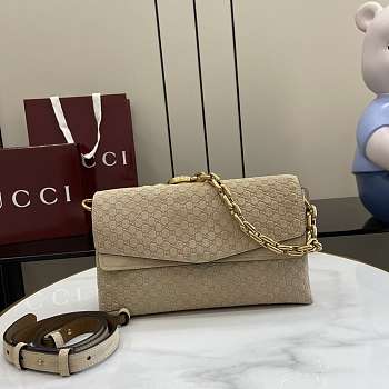 Gucci Shoulder bag with chain in beige suede 28x16x7cm - Unahubs