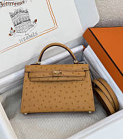 Hermes Mini Kelly Ostrich Gold 20x12x6cm - Unahubs - 1