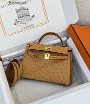 Hermes Mini Kelly Ostrich Gold 20x12x6cm - Unahubs - 5