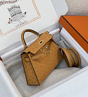 Hermes Mini Kelly Ostrich Gold 20x12x6cm - Unahubs - 2