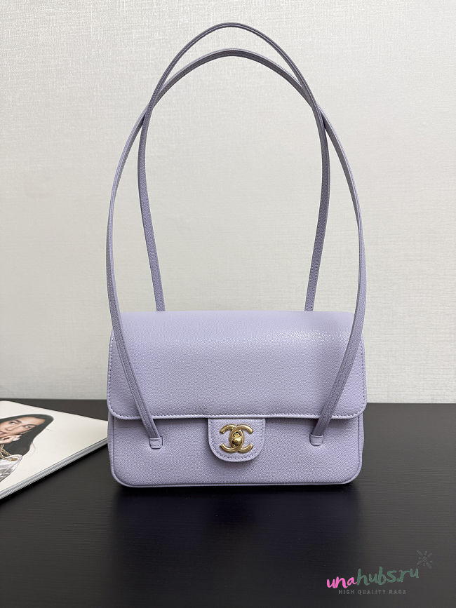 Chanel Small Flap Bag purple Calfskin Gold 22x15x7cm - Unahubs - 1