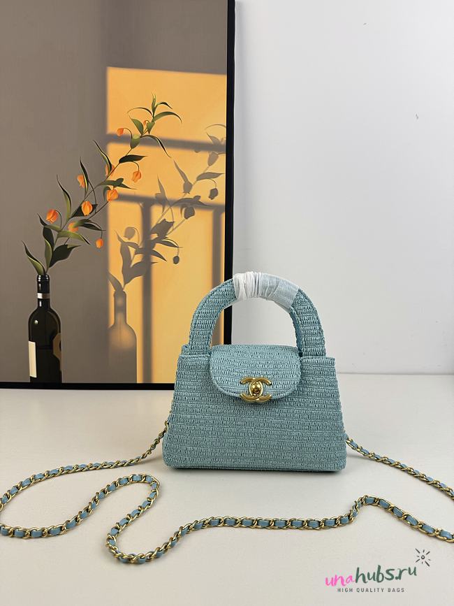Chanel Special Bag Raffia Blue 19cm - 1