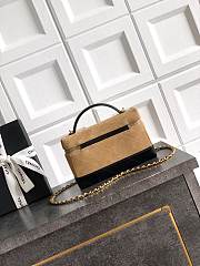 Chanel Vanity Suede Calfskin Brown Black 17x19.5x5cm - Unahubs - 4