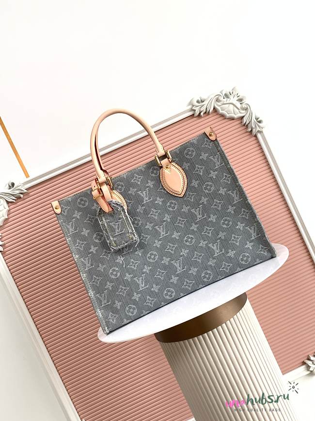 Louis Vuitton Onthego Grey Denim MM 35x27x14cm - Unahubs - 1