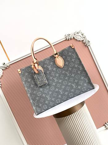 Louis Vuitton Onthego Grey Denim MM 35x27x14cm - Unahubs