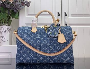 Louis Vuitton Speedy Soft 30 Denim Blue 30x21x17cm - Unahubs