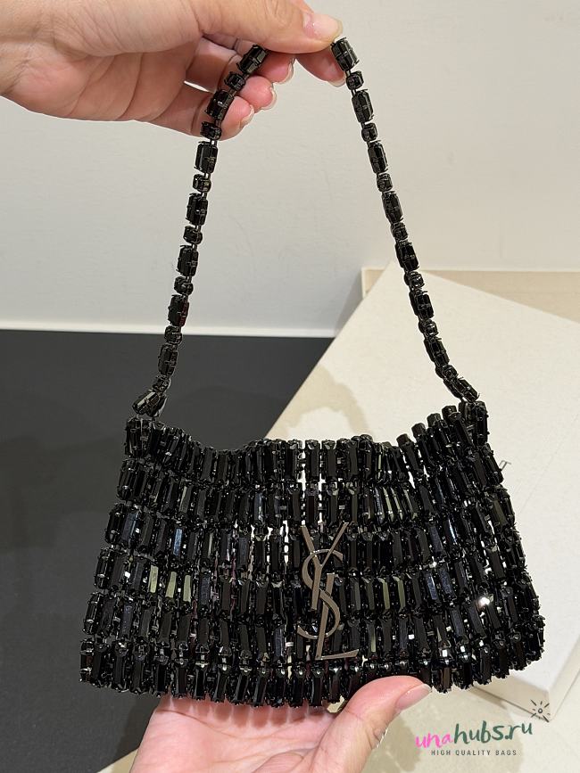 YSL EVENING bag in crystals black 18x7.5x2.5cm - 1