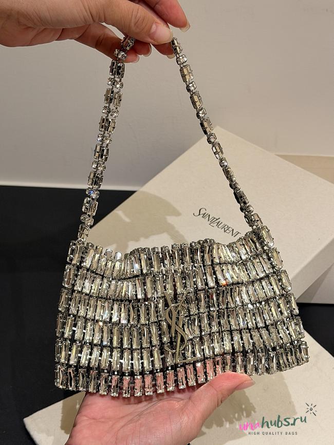 YSL EVENING bag in crystals silver 18x7.5x2.5cm - 1