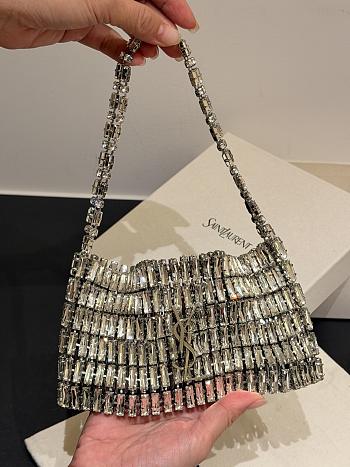 YSL EVENING bag in crystals silver 18x7.5x2.5cm