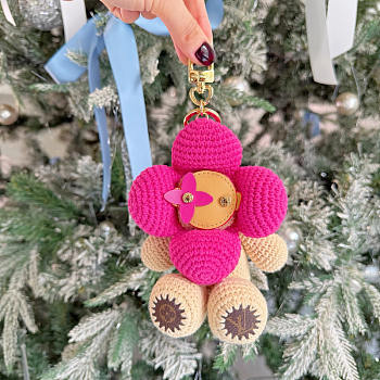 Louis Vuitton Vivienne Crochet Bag Charm In Fuchsia Pink - Unahubs