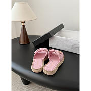 Chanel Leather Double Strap Espadrille Slides In Pink - Unahubs - 4