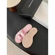Chanel Leather Double Strap Espadrille Slides In Pink - Unahubs - 3