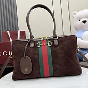 Gucci Borsetto large boston bag suede brown 38.5x12.5x13cm - Unahubs - 1
