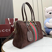 Gucci Borsetto large boston bag suede brown 38.5x12.5x13cm - Unahubs - 4