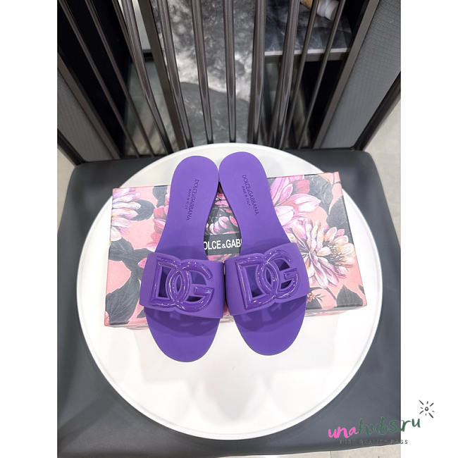 Dolce & Gabbana Flat Slide Sandals Purple - 1