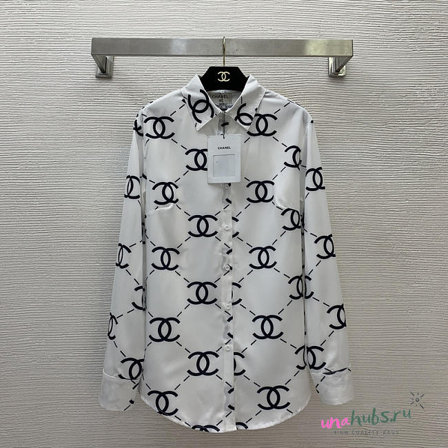 Chanel Oversized Long-Sleeve Shirt White - Unahubs - 1