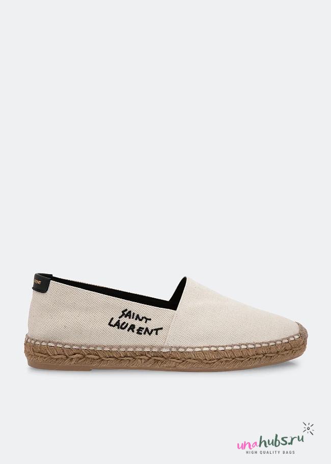 YSL Embroidered Espadrille Flat White - 1