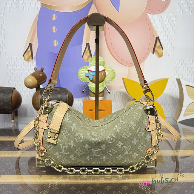 Louis Vuitton Side Trunk MM East West Khaki Denim 28x15x7cm - Unahubs - 1