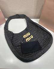 Miu Miu Raffia crochet-knit Woven black hobo bag - 42.5x32x9cm - 3