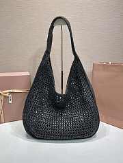 Miu Miu Raffia crochet-knit Woven black hobo bag - 42.5x32x9cm - 2