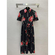 Dolce & Gabbana Black Rose Print Shirt Dress - Unahubs - 1