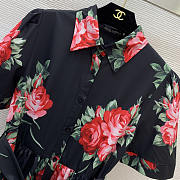 Dolce & Gabbana Black Rose Print Shirt Dress - Unahubs - 2