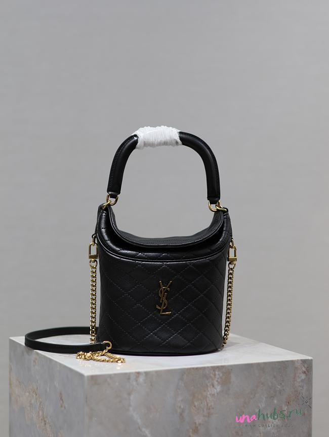 YSL Gaby bucket bag lambskin black 19x17x15cm - Unahubs - 1