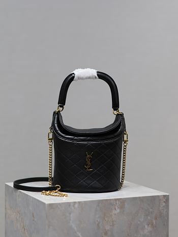 YSL Gaby bucket bag lambskin black 19x17x15cm - Unahubs